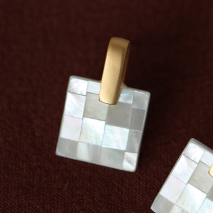 S925 Silver Needle High-Quality Splicing White Butterfly Shell Elegant Versatile Earrings Niche Commuting Stud Earrings