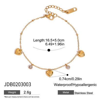 Stainless Steel Heart Zircon Bracelet Light Luxury High-end Titanium Steel Bangle Non-fading Women's Jewelry