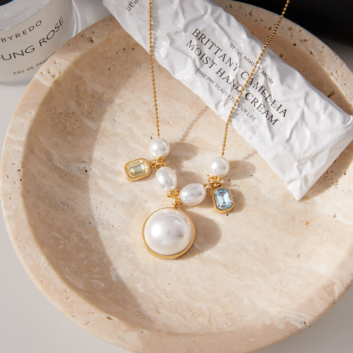 Titanium Steel Imitation Pearl Necklace Accessories Women's Stainless Steel Jewelry High-Quality Non-Fading Collarbone Chain