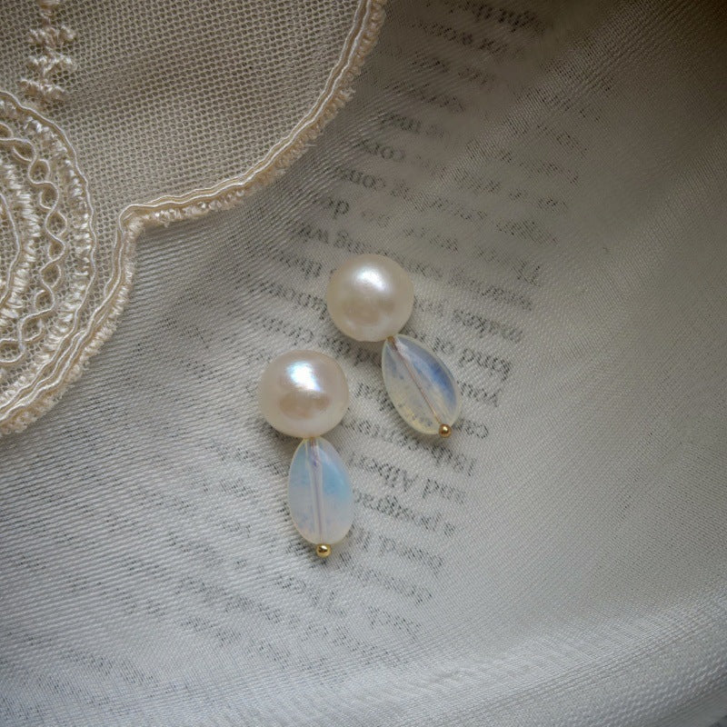 Natural  Pearl Turquoise Pink Crystal Amethyst Irregular 925 Silver Needle Irregular Earrings Ear Jewelry