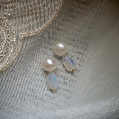 Natural  Pearl Turquoise Pink Crystal Amethyst Irregular 925 Silver Needle Irregular Earrings Ear Jewelry