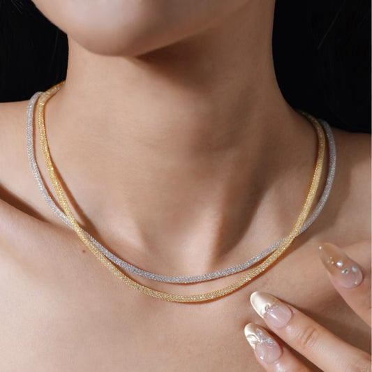 Pure Silver S925 Italian Craft Money Bag Mesh Necklace Niche Design Light Luxury High-end Feel Elegant Collarbone Chain