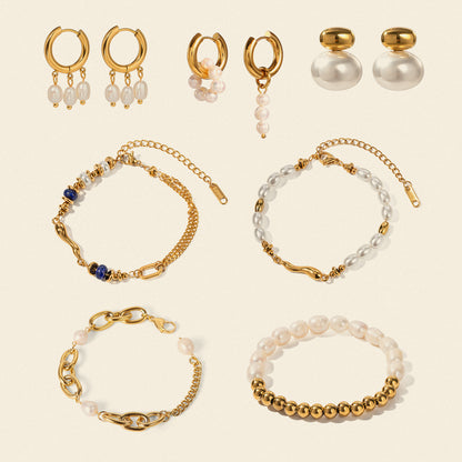 Stainless Steel Pearl Bracelet High-End Ins Light Luxury Earrings Titanium Steel Jewelry Earrings