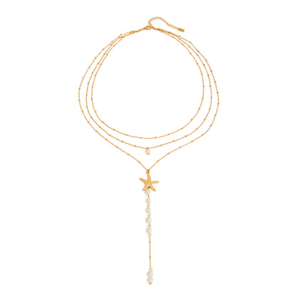 Stainless Steel Pearl Necklace Titanium Steel Non-Fading Titanium Steel Starfish Accessory High-End Jewelry for Women