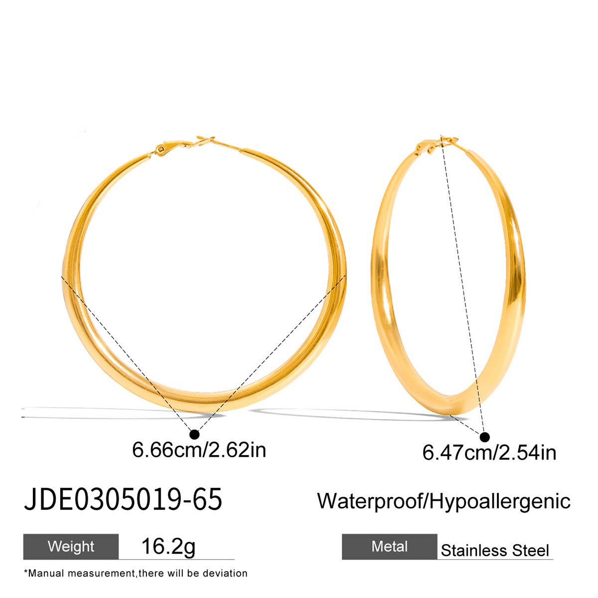 Stainless Steel Jewelry for Women, High-End Large Hoop Earrings, Big Circle Ear Cuffs, Titanium Steel Ear Accessories