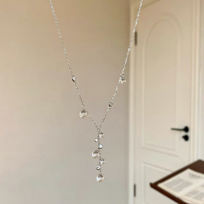 Pure Silver S925 White Crystal Grape Cluster Necklace Double A Quality Niche Exquisite Light Luxury Ins Gentle Korean Version Collarbone Chain