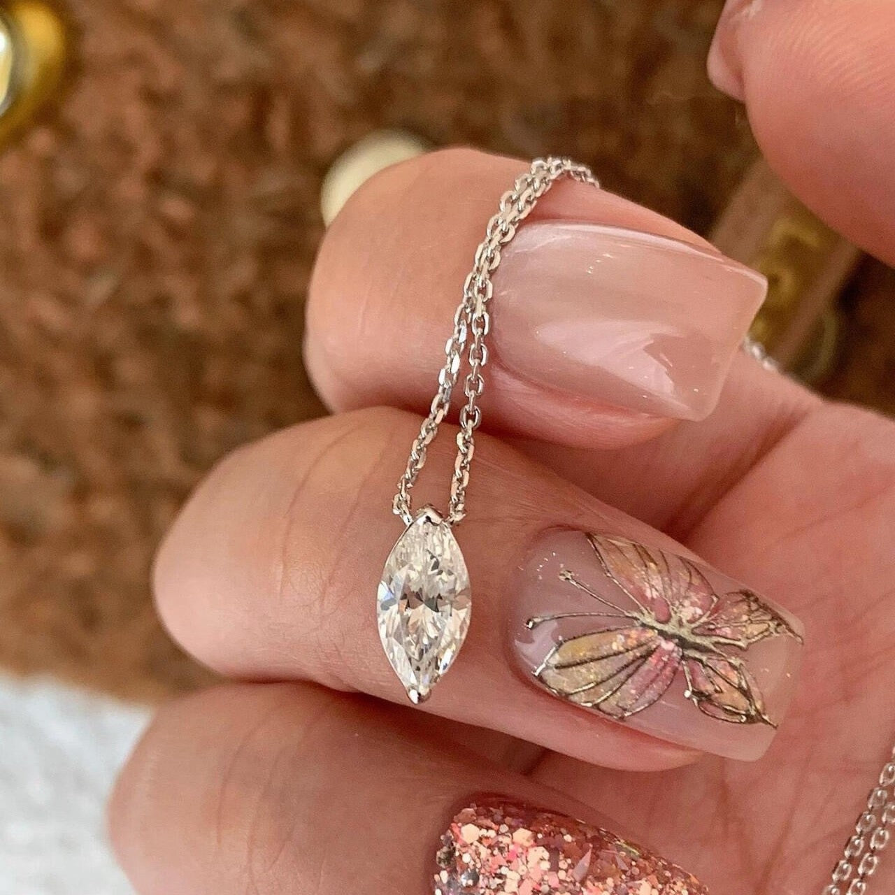 Sterling Silver s925Super Sparkling Horse Eye Necklace Light Luxury High-end Flash Zirconium Clavicle Chain