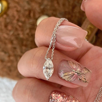 Sterling Silver s925Super Sparkling Horse Eye Necklace Light Luxury High-end Flash Zirconium Clavicle Chain