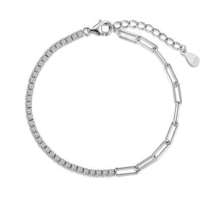 S925 Sterling Silver Bracelet for Women with Heart Zircon Inlay, Exquisite Tennis Bracelet for Women, Business Jewelry