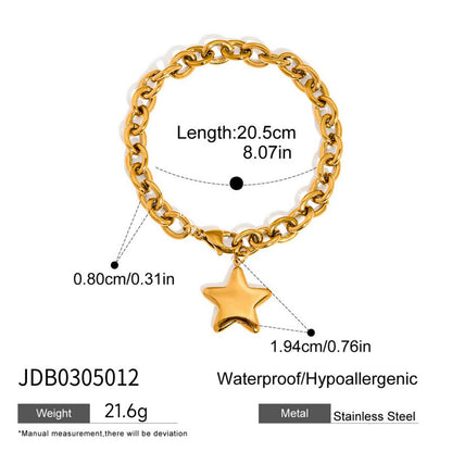 Five-Pointed Star Stainless Steel Necklace Light Luxury Niche Jewelry for Women High-End Titanium Steel Bracelet Accessories