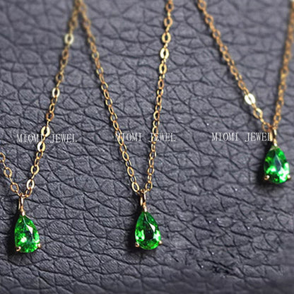S925 Sterling Silver Emerald Water Drop Necklace