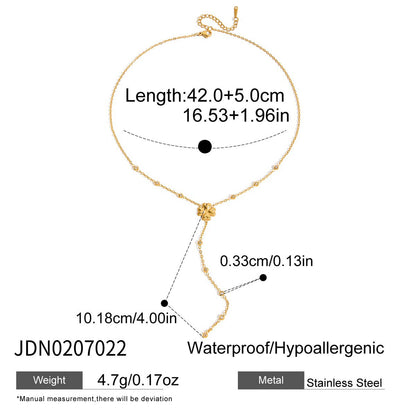 Stainless Steel Zircon Y-Chain Light Luxury Long Necklace Titanium Steel Jewelry for Women High-End Autumn Winter Sweater Chain