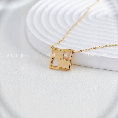 S925 Solid Silver Fashion Simple Personality White Square Diamond Mother-of-Pearl Necklace Jewelry