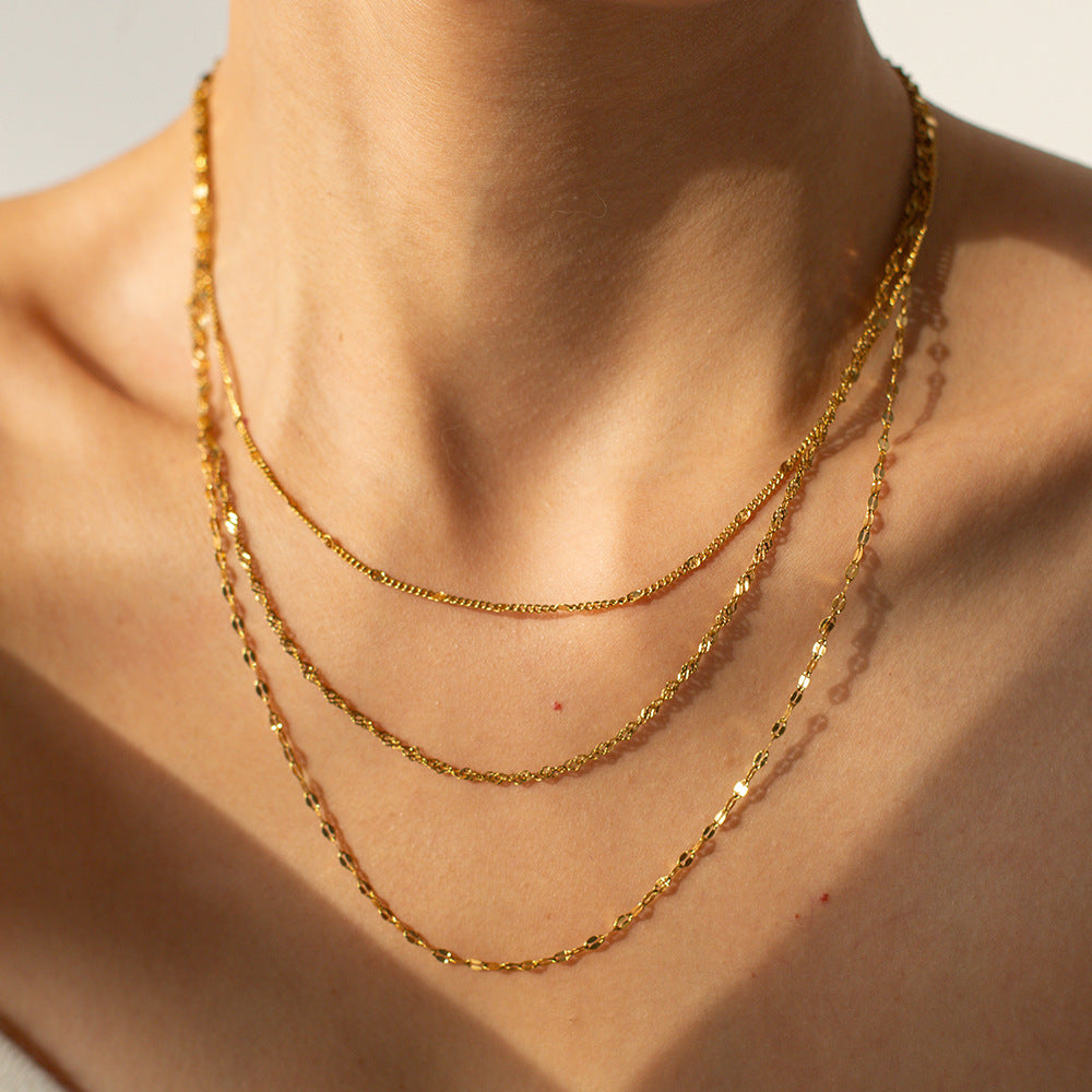Three-layer Stacked Titanium Steel Necklace Accessories for Women, Light Luxury High-end Clavicle Chain Stainless Steel Jewelry