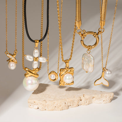 Stainless Steel Pearl Necklace High-end Jewelry Ins Collarbone Chain Titanium Steel Pendant for Women