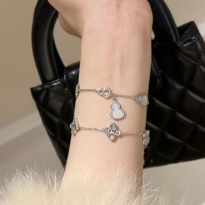 CNC Laser Craft High-End Five-Flower Bracelet Fashion Versatile Four-Leaf Clover Crushed Ice CNC Craft Bracelet