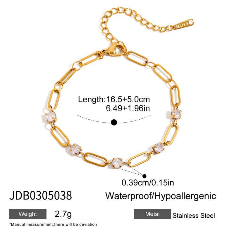 Jie Ding Stainless Steel Rhinestone Buckle Bracelet Light Luxury High-Grade Jewelry Women's Non-Fading Titanium Steel Ornament