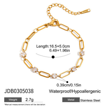 Jie Ding Stainless Steel Rhinestone Buckle Bracelet Light Luxury High-Grade Jewelry Women's Non-Fading Titanium Steel Ornament
