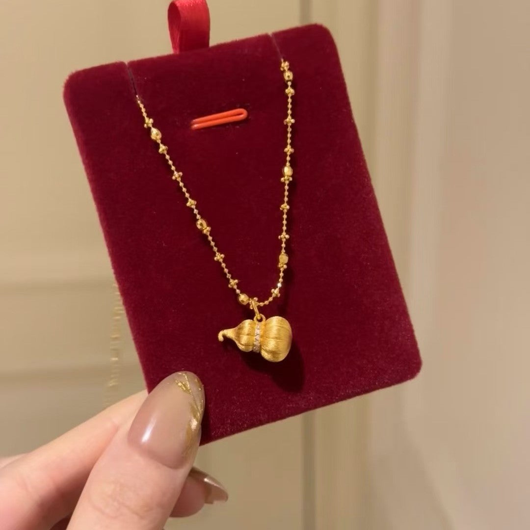 Pumpkin Brushed Gourd Fairy Chain Necklace s925Niche Light Jewelry Necklace Pendant Point Diamond Light Luxury Neck Accessory