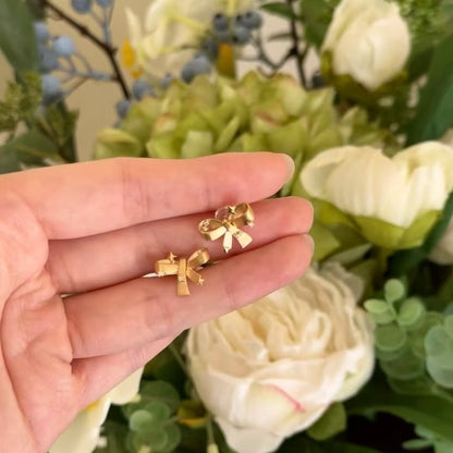 Italian Vintage Craftsmanship Light Luxury High-End Feel 925 Sterling Silver Bowknot Brushed Earrings