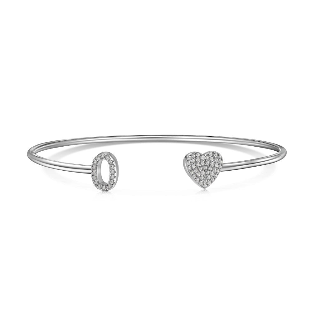S925 Sterling Silver English Letter Bracelet for Women with Micro Pave Zirconia, Light Luxury Personality Style Bracelet