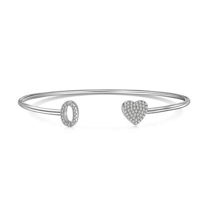 S925 Sterling Silver English Letter Bracelet for Women with Micro Pave Zirconia, Light Luxury Personality Style Bracelet
