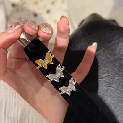 Italian Vintage Brushed Light Luxury High-End Plant Series 925 Sterling Silver Brushed Craft Butterfly Ring