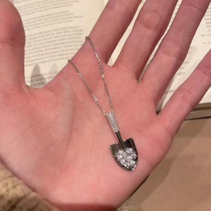 Sterling Silver s925Gold Spade Necklace Light Luxury Fashion Niche Design Collarbone Chain Valentine's Day Gift