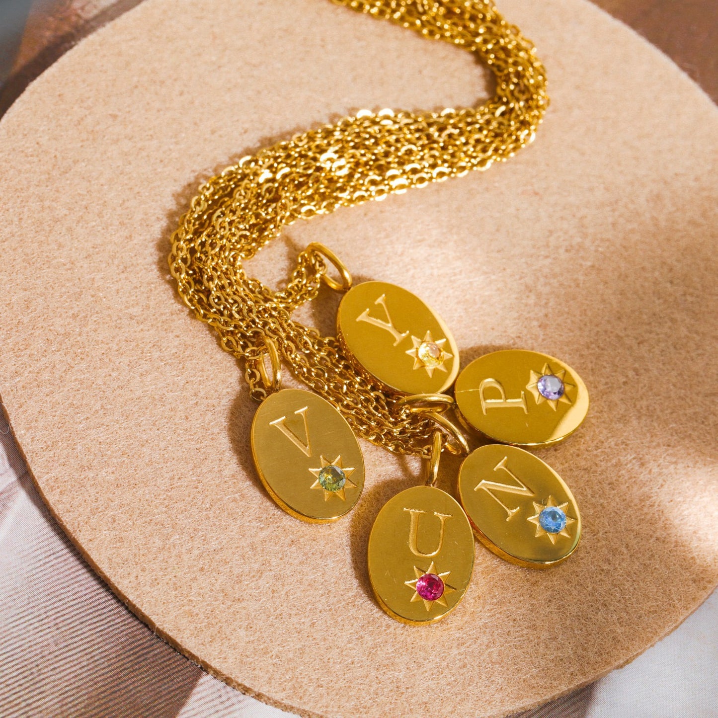 Titanium Steel 26 Letters Zircon Pendant Necklace Twenty-Six Initials Clavicle Chain Furnace Vacuum Electroplating