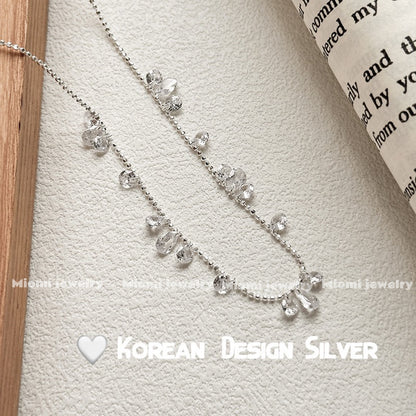 S925 silver necklace drop water zircon