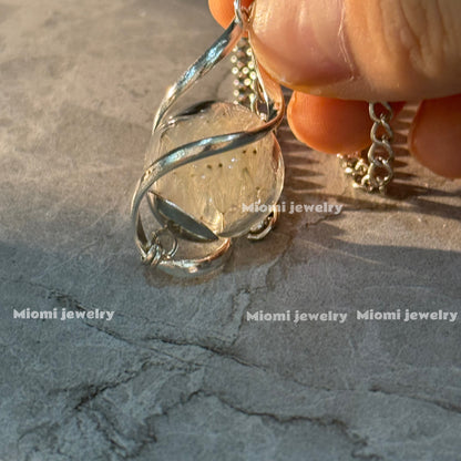whimsical Natural Dandelion Puff Necklace