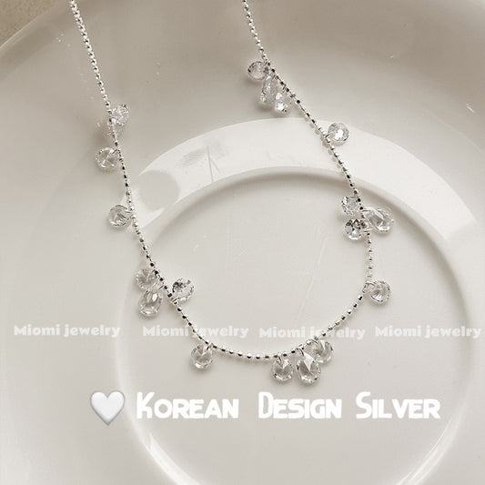 S925 silver necklace drop water zircon