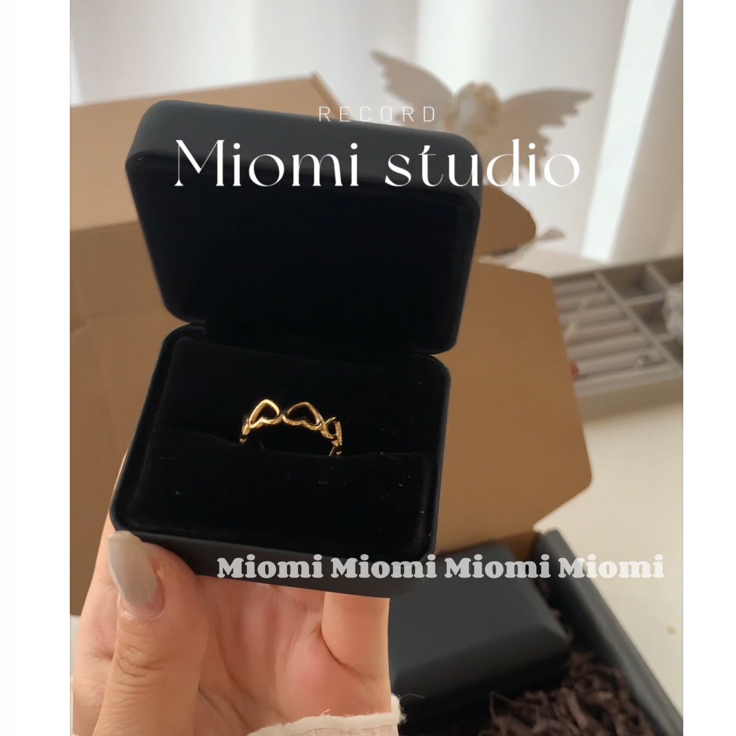 14k Gold-plated love hollow ring