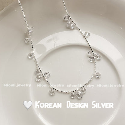 S925 silver necklace drop water zircon