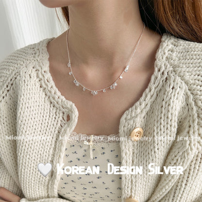 S925 silver necklace drop water zircon