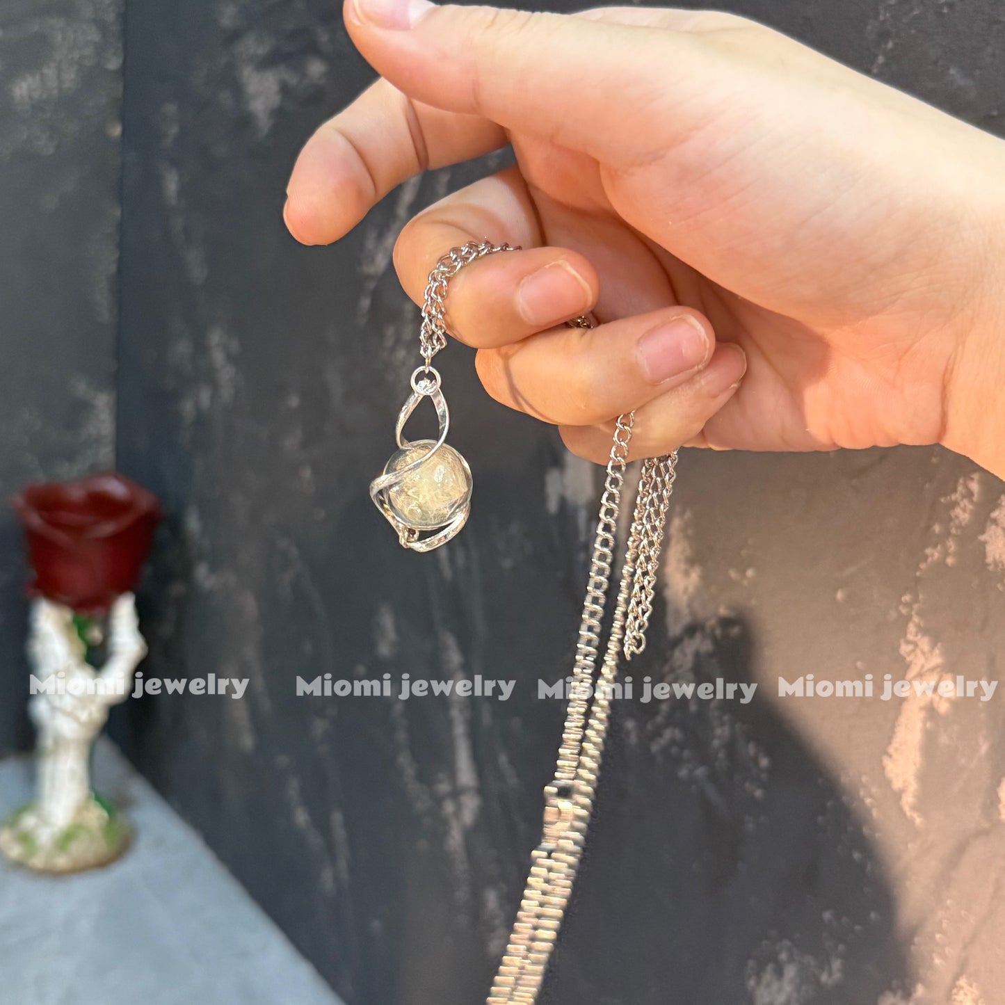 whimsical Natural Dandelion Puff Necklace