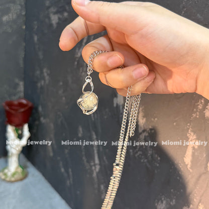 whimsical Natural Dandelion Puff Necklace
