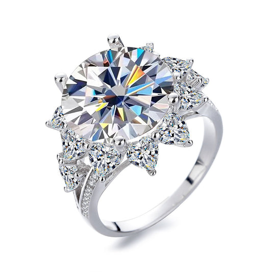 S925 Sterling silver Moissanite Heart-blooming 10 carat Mosan ring