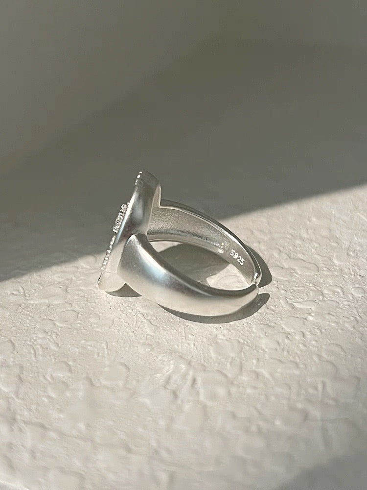 s925 silver ring vintage silver simple flower ring