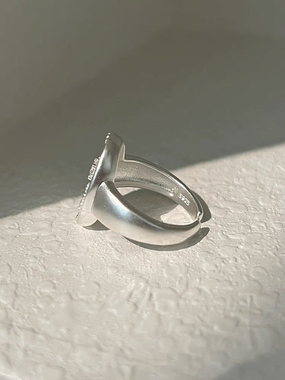 s925 silver ring vintage silver simple flower ring