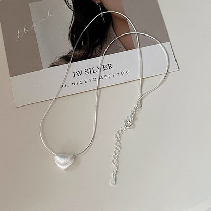 s925 silver heart charm necklace