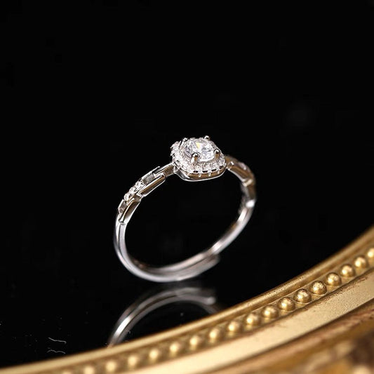 S925 sterling silver minority zircon ring female chain design exquisite high-grade open ring to send girlfriend