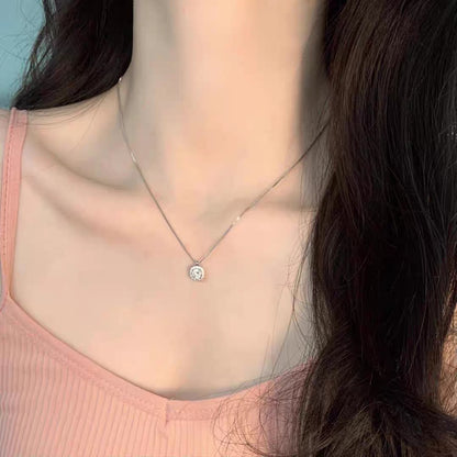 S925 pure silver zircon small sugar necklace female original design 2025 new light luxury senior sense cladbone chain