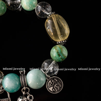 Vintage High-end Retro European Regular Natural Stone Crystal Blue Phantom Bracelet