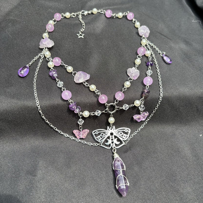 handcrafted natural crystal fairycore necklace