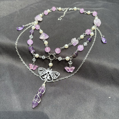 handcrafted natural crystal fairycore necklace