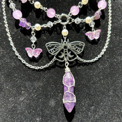 handcrafted natural crystal fairycore necklace