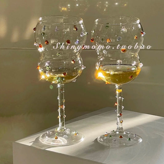 Creative Artistic Sense Colored Gemstone Wine Glasses Dot Glasses Jelly Beans Stress Relief Gift Goblet Christmas Gifts