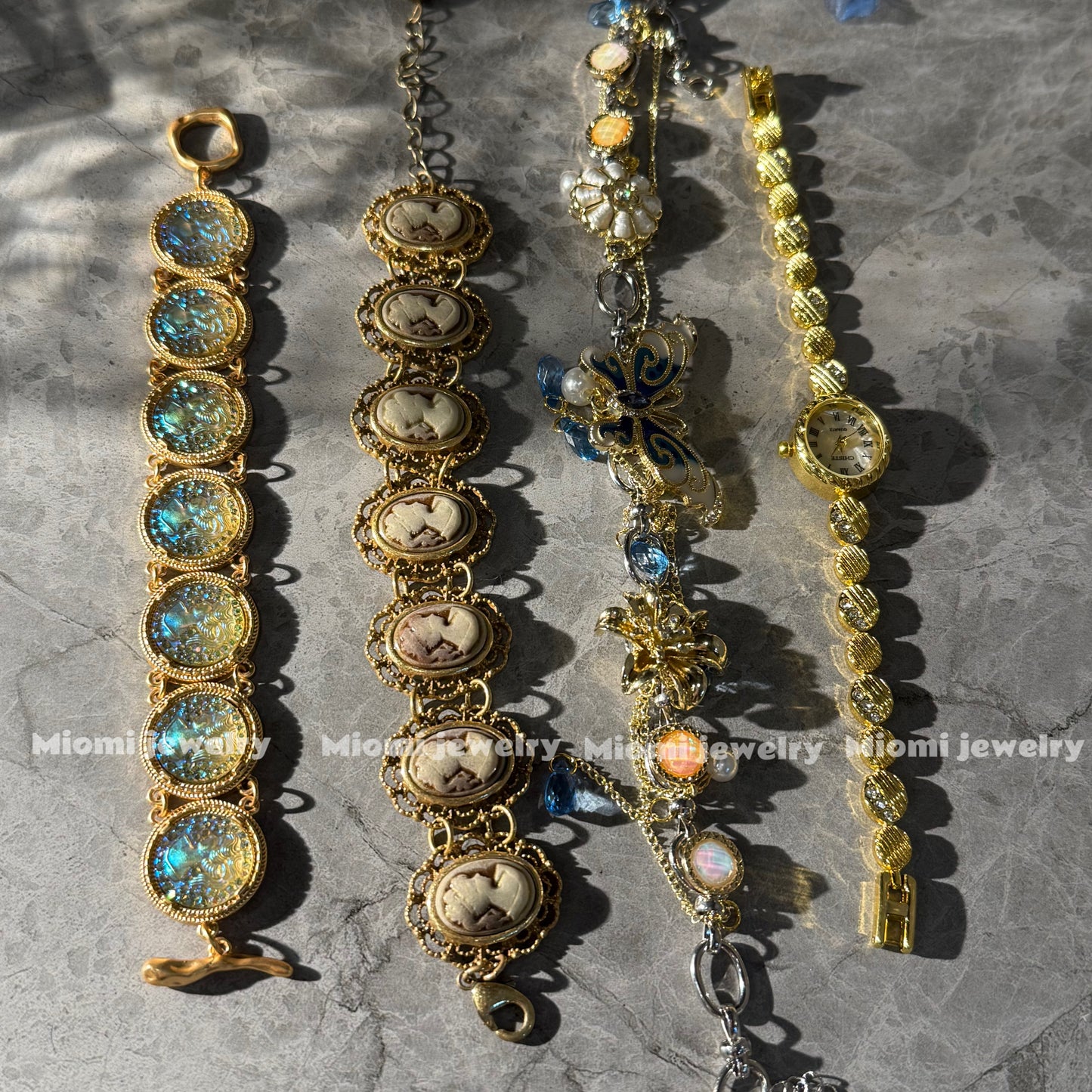 Miomi Vintage gold bracelet ，choker watch