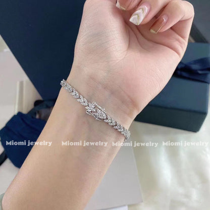 S925 Sterling Silver Light Luxury Full Diamond Gold Inlaid High Carbon Diamond Bracelet